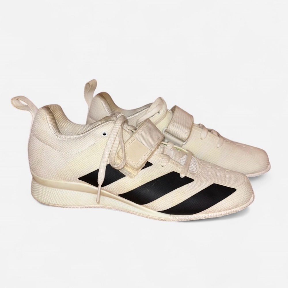 Adidas Cream and Black Athletic Weight Training Shoes